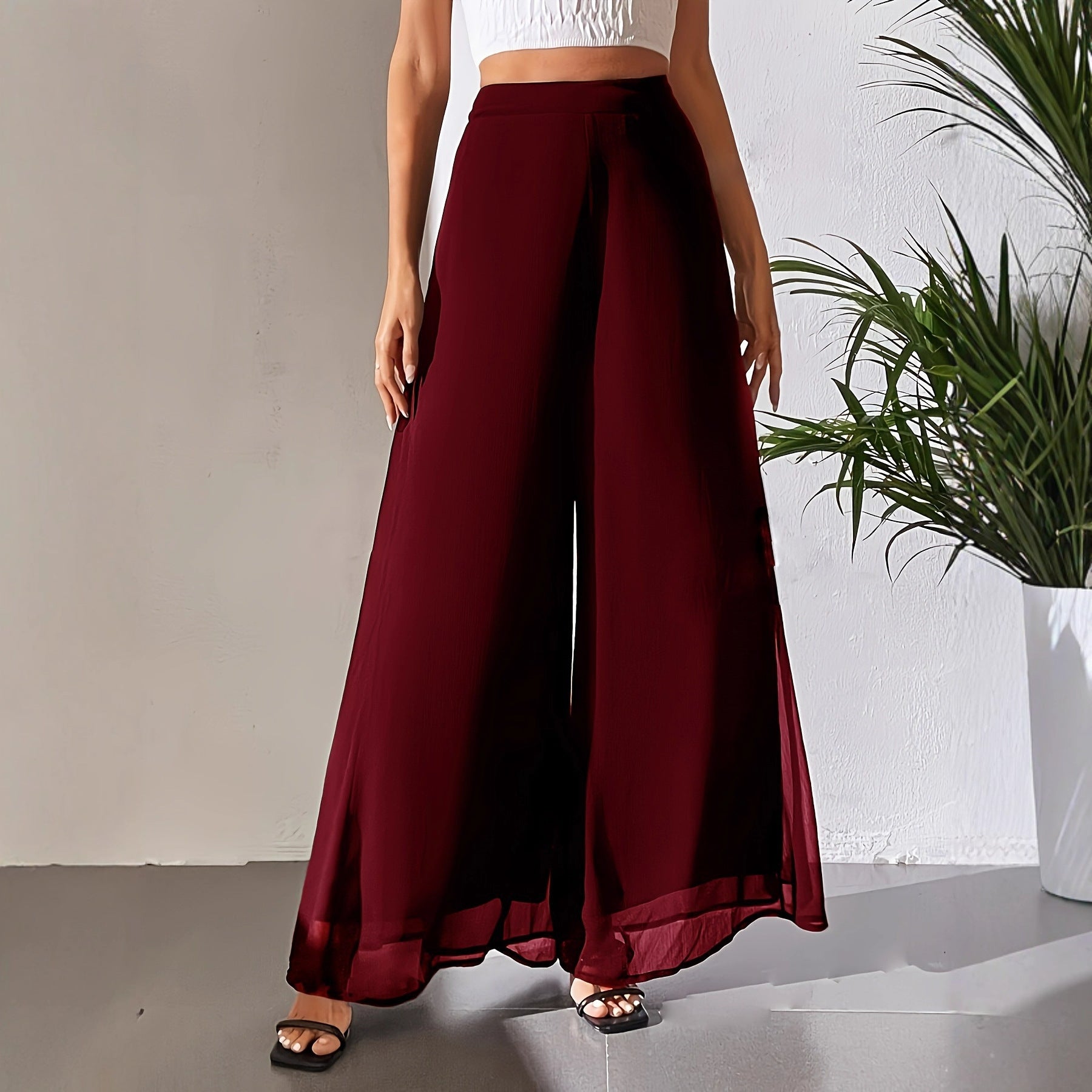 Casual Chiffon Wide-leg Pants Loose Trousers