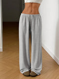 Trousers Elastic Waistband Lace-up Wide-leg Casual Pants